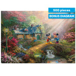 Silver Select: Mickey + Minnie Sweetheart Bridge, Thomas Kinkade Disney Dreams 500 Piece Puzzle