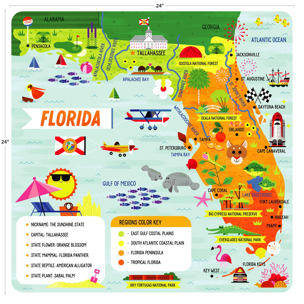 Little Buffalo State Puzzle 49-Piece Florida Jigsaw Puzzle - Kids Puzzles: Ages 4+