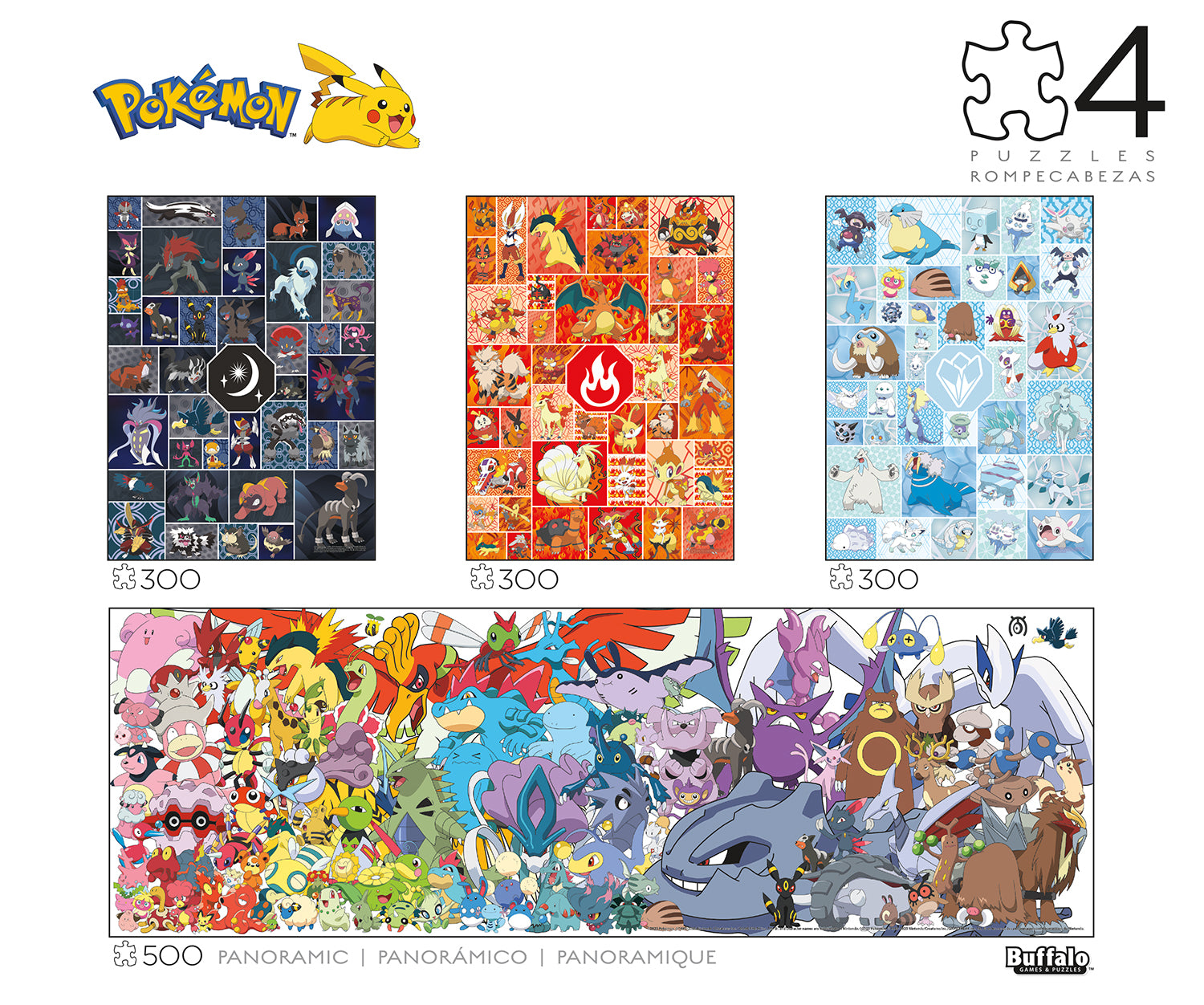 Ceaco - Pokémon 4 in 1 - 300 & 500 piece Jigsaw Puzzle