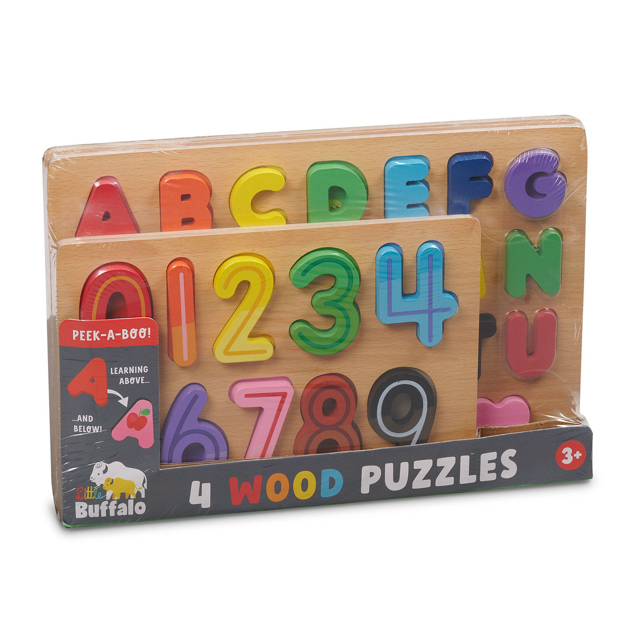 Little Buffalo - 4 Pack Wooden Jigsaw Puzzles for Kids Ages 3+