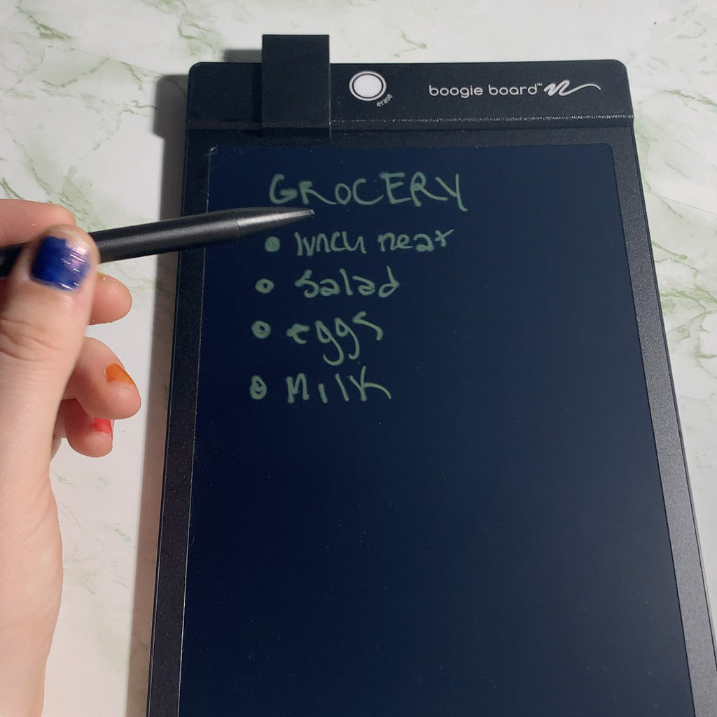 Grocery list written on a Basics