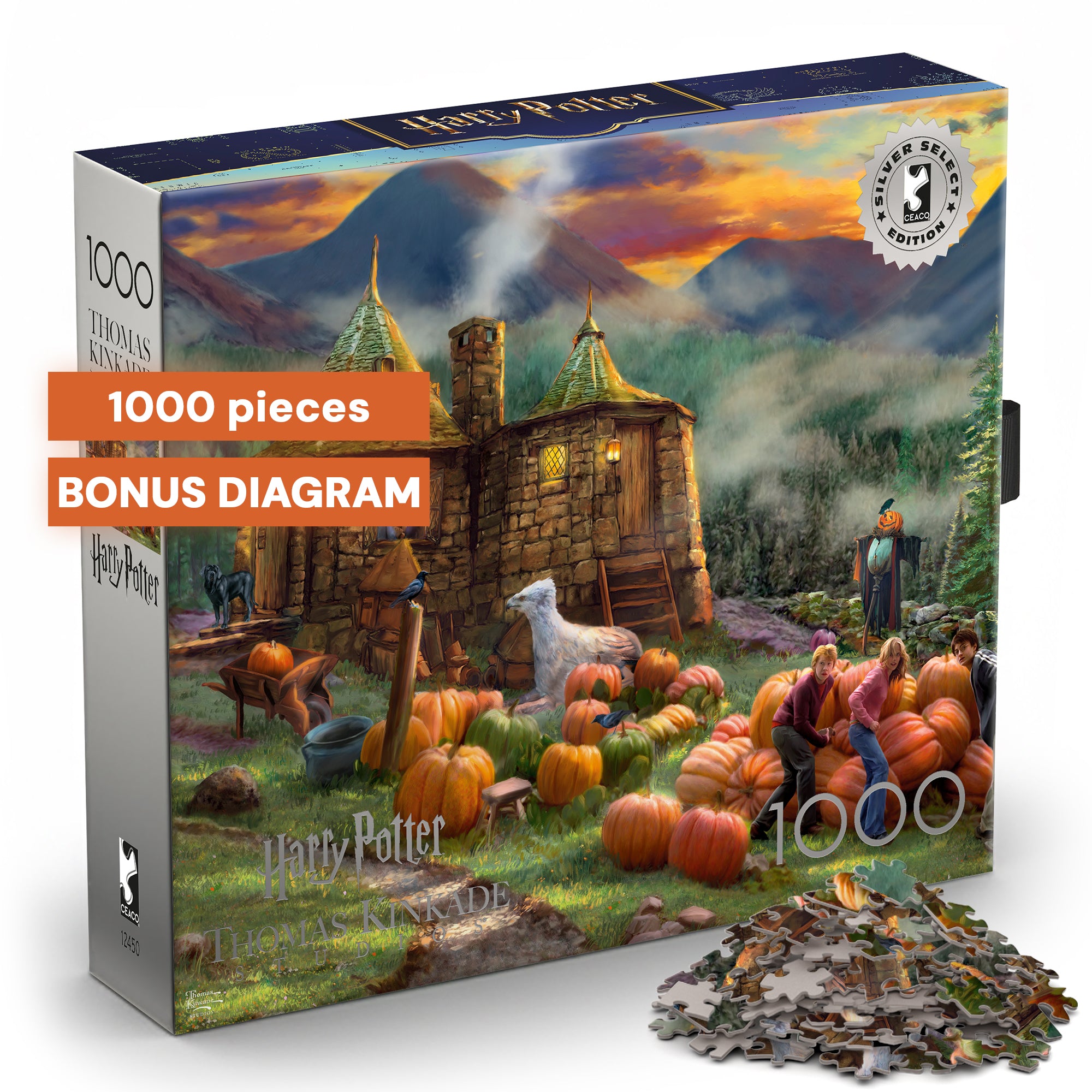Ceaco Silver Select - Thomas Kinkade Harry Potter - Hagrid’s Hut - 1000 Piece Silver Select Jigsaw Puzzle