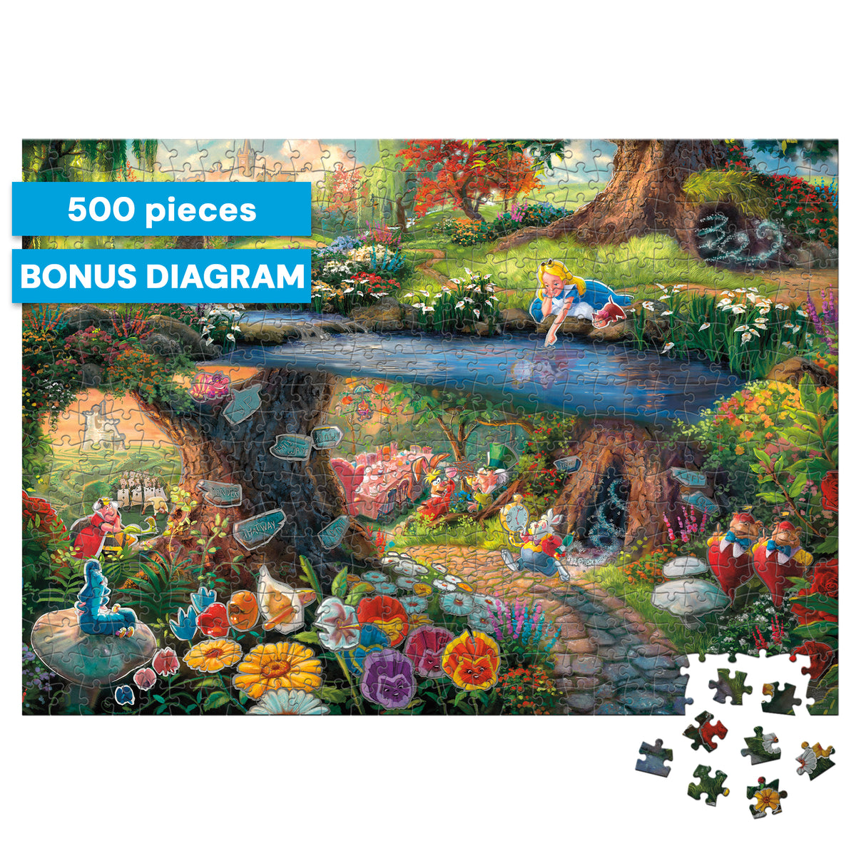 Thomas Kinkade Disney Silver Select: Alice in Wonderland 500 Piece Puzzle