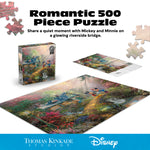Silver Select: Mickey + Minnie Sweetheart Bridge, Thomas Kinkade Disney Dreams 500 Piece Puzzle