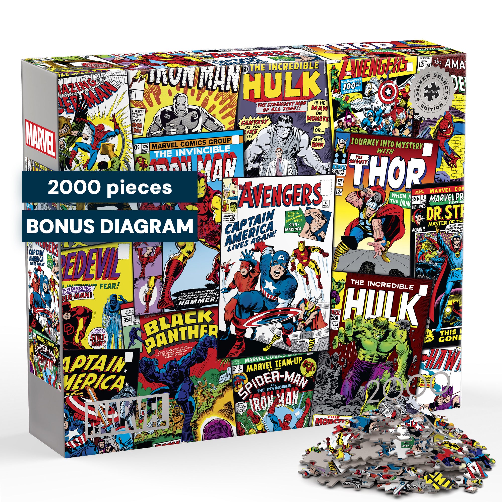 Silver Select: Marvel Comic Collage 2000 Piece Puzzle