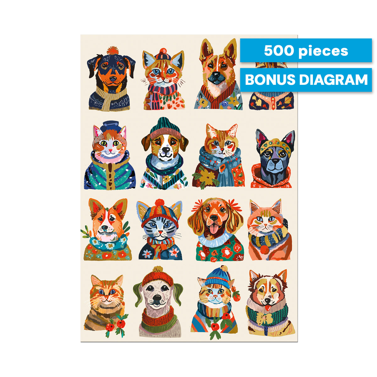 Gold Collection: Dressy Dogs, Cozy Cats 500 Piece Puzzle