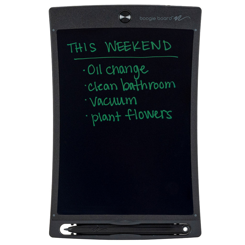 Jot™ Writing Tablet Gray front view with writing on screen