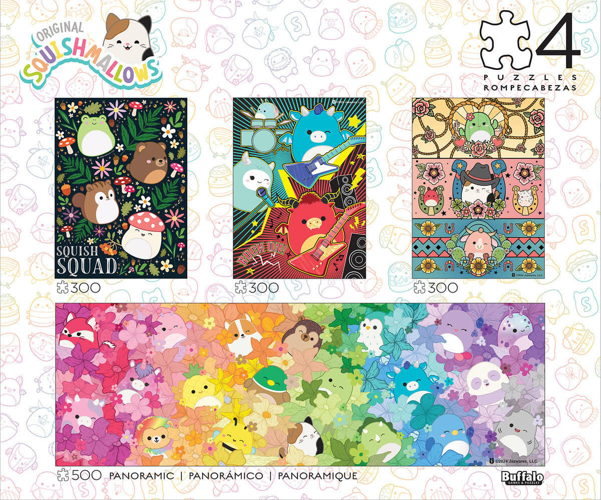 4 X 1 Multipack - Squish Multipack 2024 Squishmallows 500 & 300 Piece Puzzles