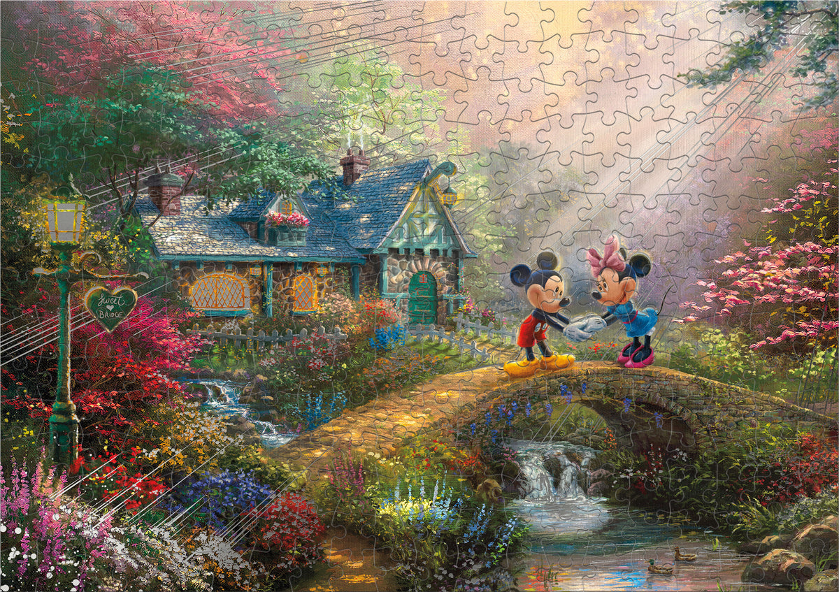 Silver Select: Mickey + Minnie Sweetheart Bridge, Thomas Kinkade Disney Dreams 500 Piece Puzzle
