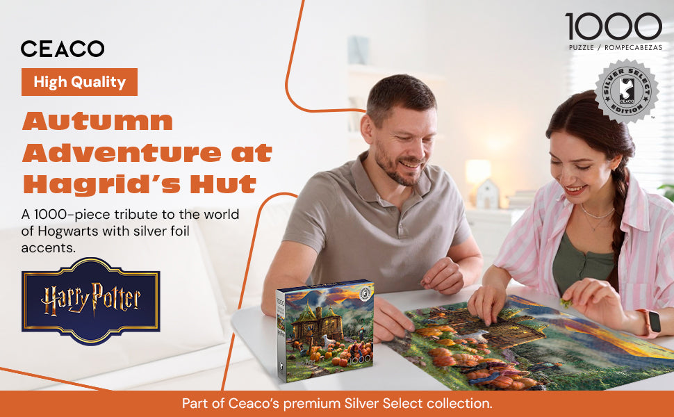 Ceaco Silver Select - Thomas Kinkade Harry Potter - Hagrid’s Hut - 1000 Piece Silver Select Jigsaw Puzzle