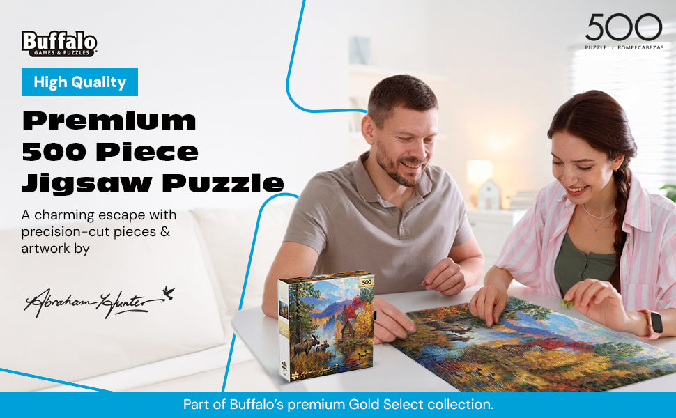 Gold Collection – Adirondack Lake 500 Piece Jigsaw Puzzle - Abraham Hunter