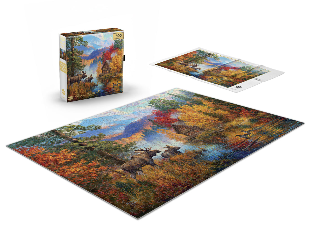 Gold Collection – Adirondack Lake 500 Piece Jigsaw Puzzle - Abraham Hunter