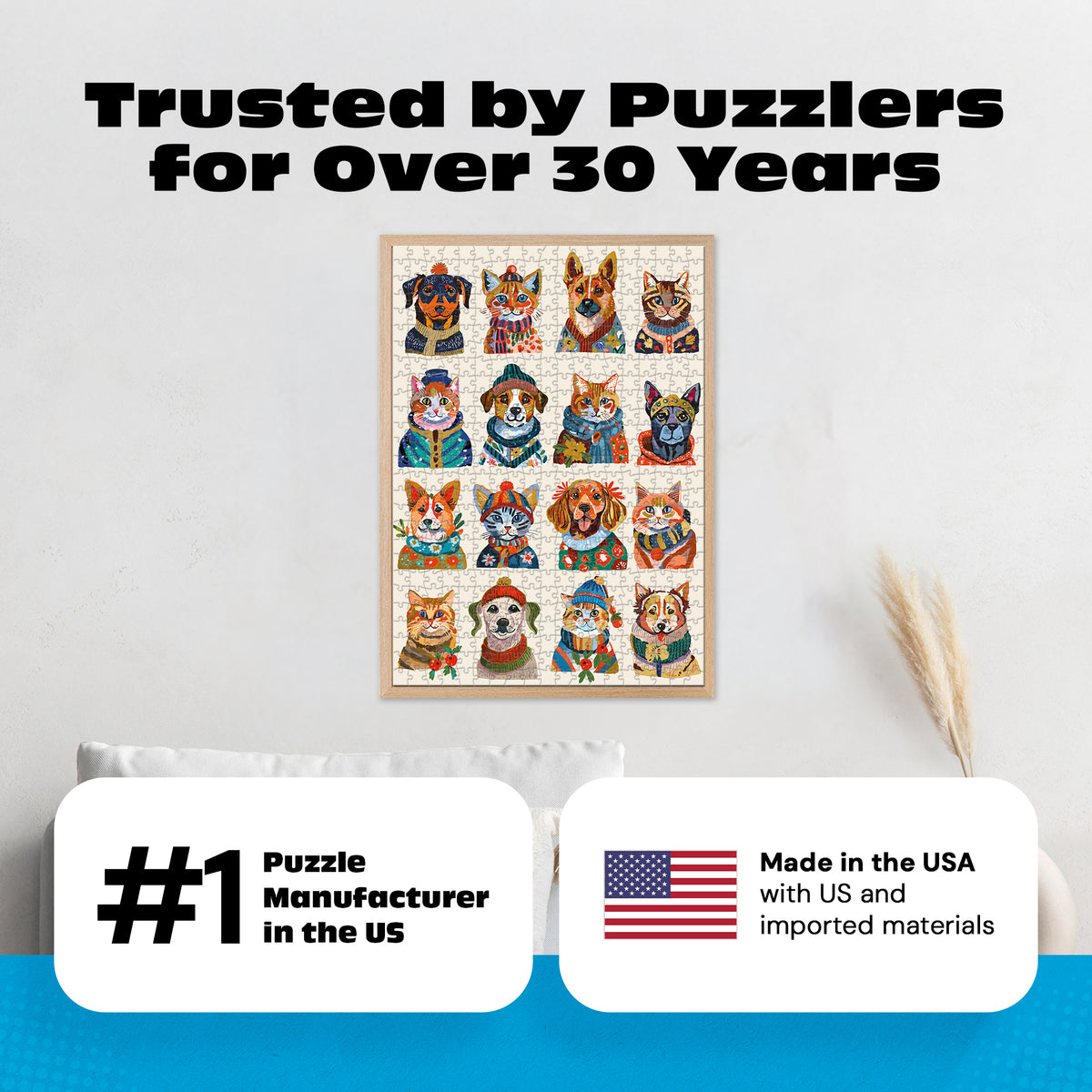Gold Collection: Dressy Dogs, Cozy Cats 500 Piece Puzzle