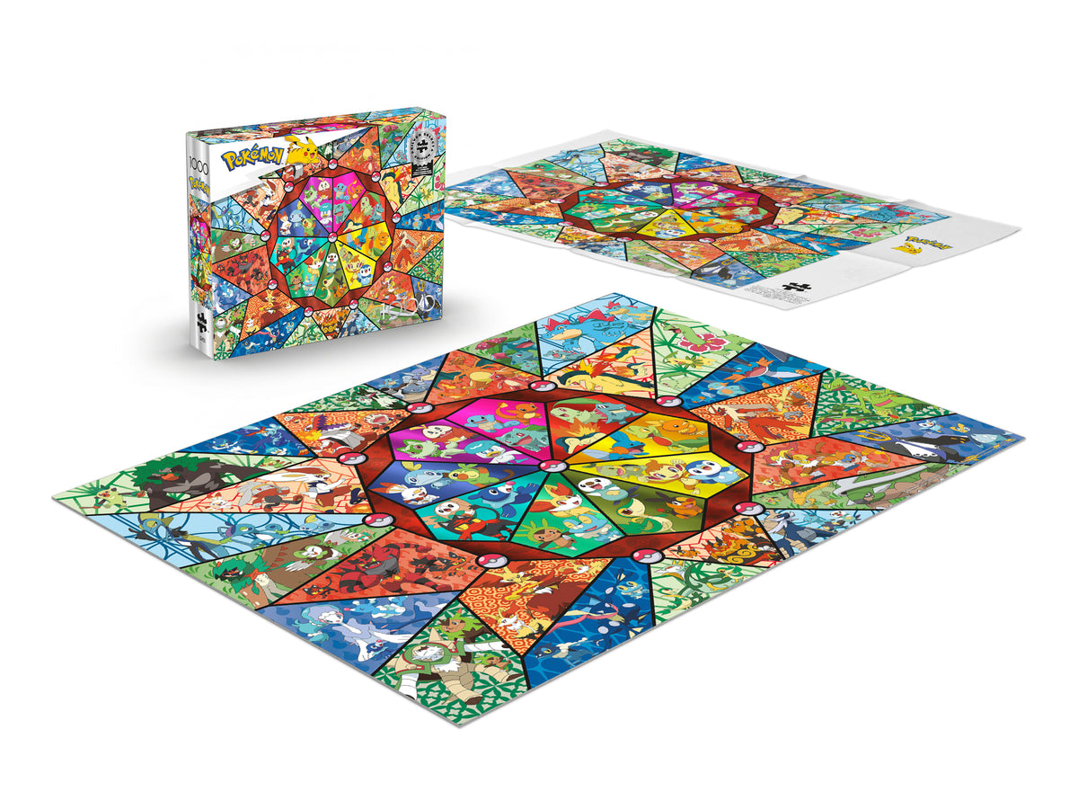 Pokemon Silver Select Stained Glass Starters 1000 Piece Puzzle