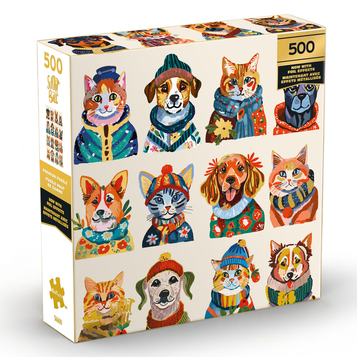 Gold Collection: Dressy Dogs, Cozy Cats 500 Piece Puzzle