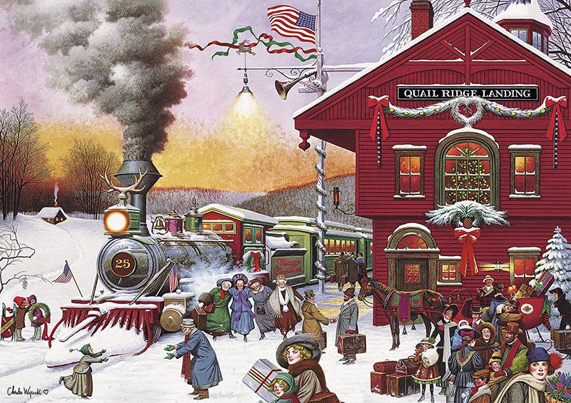 Charles Wysocki Whistle Stop Christmas 500 Piece Jigsaw Puzzle Art