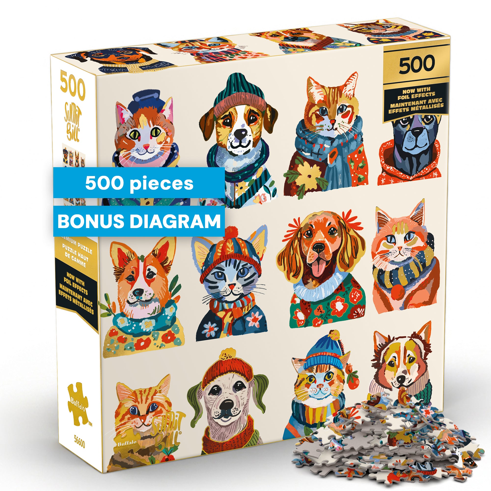 Gold Collection: Dressy Dogs, Cozy Cats 500 Piece Puzzle