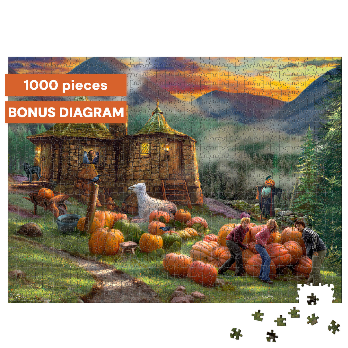 Ceaco Silver Select - Thomas Kinkade Harry Potter - Hagrid’s Hut - 1000 Piece Silver Select Jigsaw Puzzle