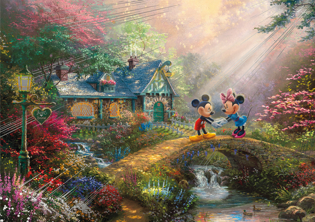 Silver Select: Mickey + Minnie Sweetheart Bridge, Thomas Kinkade Disney Dreams 500 Piece Puzzle