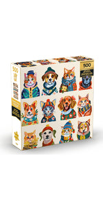 Gold Collection: Dressy Dogs, Cozy Cats 500 Piece Puzzle