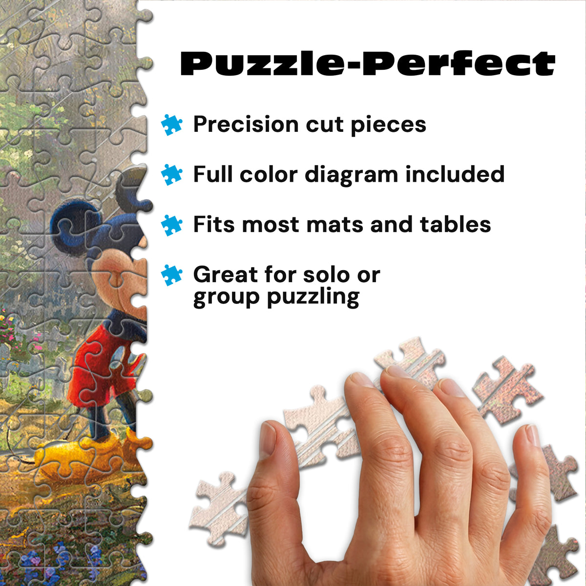 Silver Select: Mickey + Minnie Sweetheart Bridge, Thomas Kinkade Disney Dreams 500 Piece Puzzle